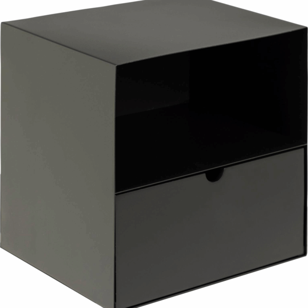 Natbord Signature Nayelle sengebord vægmonteret mat sort stål med skuffe 30Ã30Ã25 cm